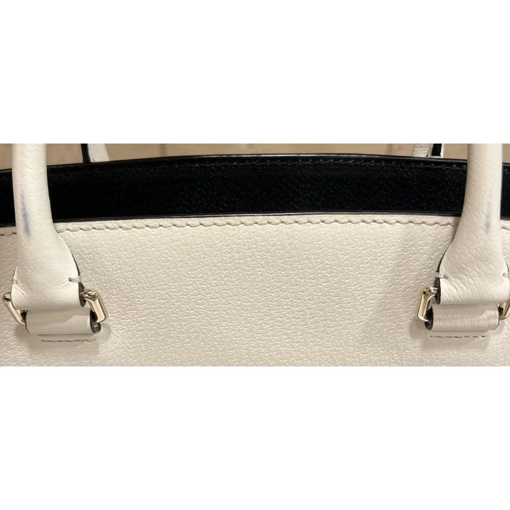Kate Spade Caley Grove Street Pebble Leather Black White Satchel Crossbody Bag